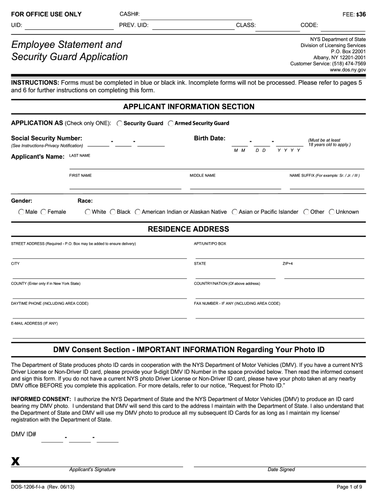 2012 Form NY DOS 1206 f a Fill Online Printable Fillable Blank 