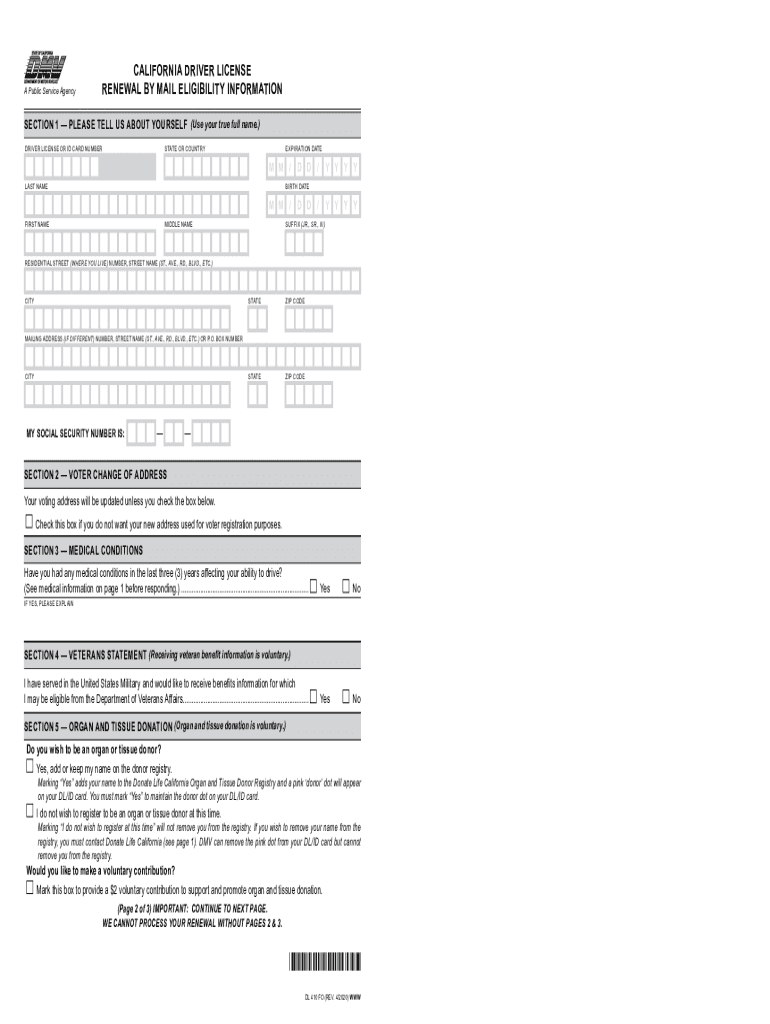 2020 2022 Form CA DMV DL 410 FO Fill Online Printable Fillable Blank 