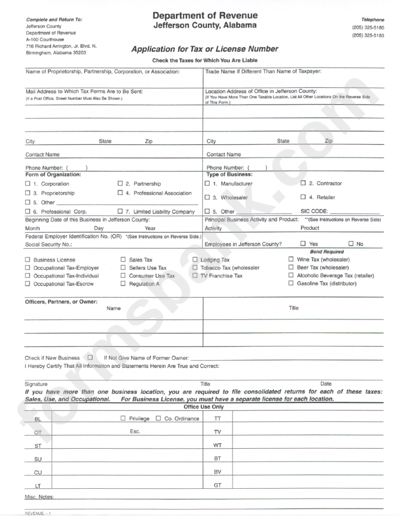 Application For Tax Of License Number Form 2001 Printable Pdf Download