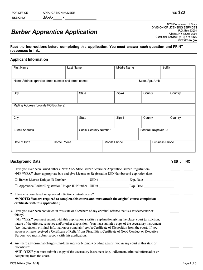 Barber Apprentice Form Fill Out And Sign Printable PDF Template SignNow