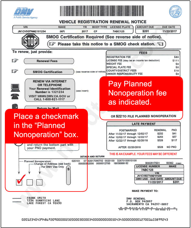 California DMV Planned Non Operation PNO Filing Online CA