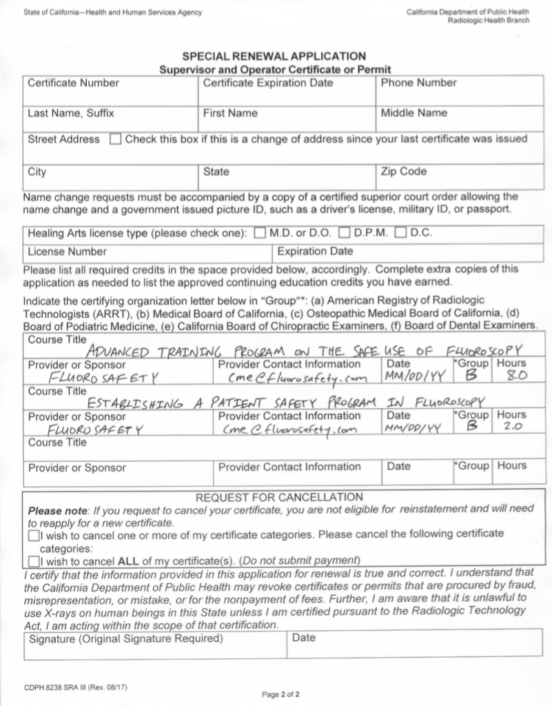 California Fluoroscopy Supervisor And Operator Permit FluoroSafety