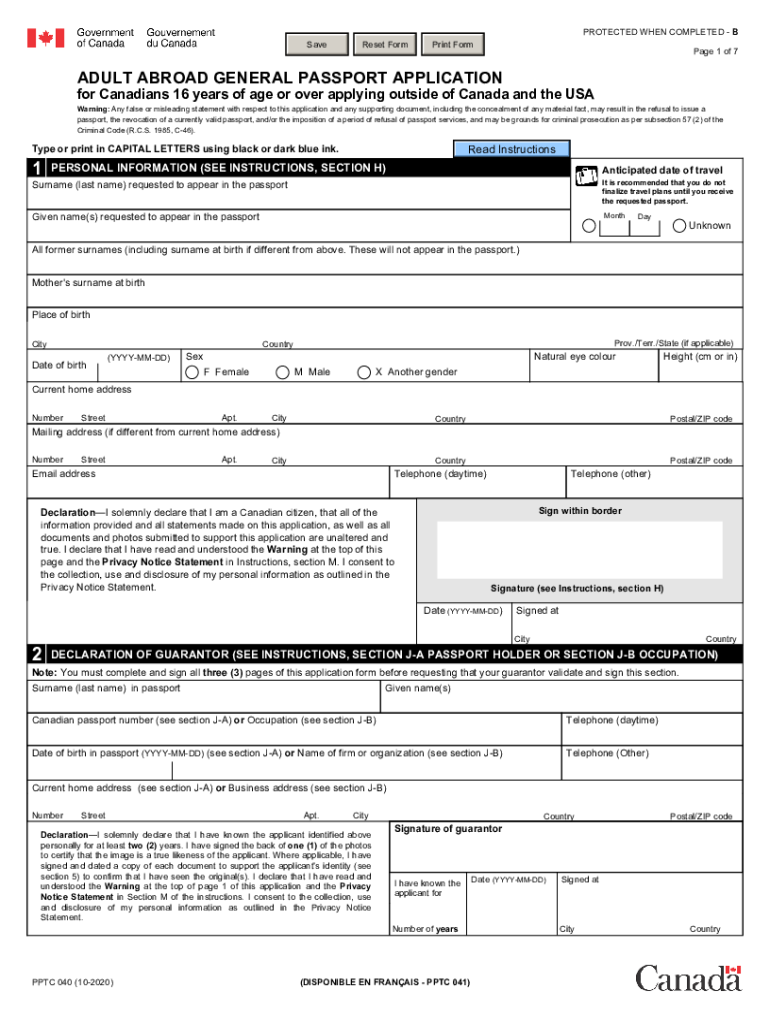 Canada PPTC 040 2020 2021 Fill And Sign Printable Template Online 