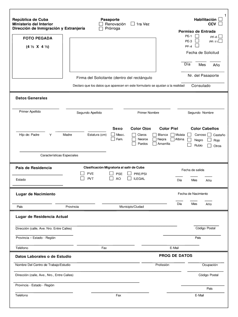 Cuban Passport Application Form PDF Fill Out And Sign Printable PDF