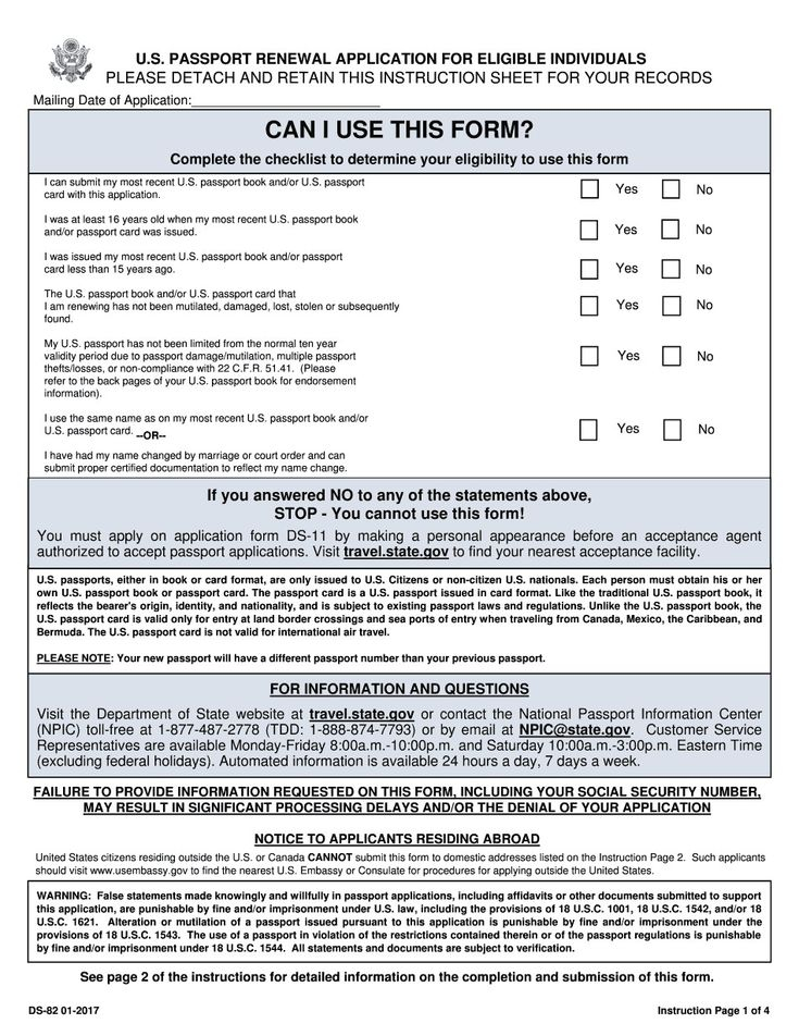 Ds 82 Form Ds 82 Form 2017 2019 Printable Fillable Us Passport 