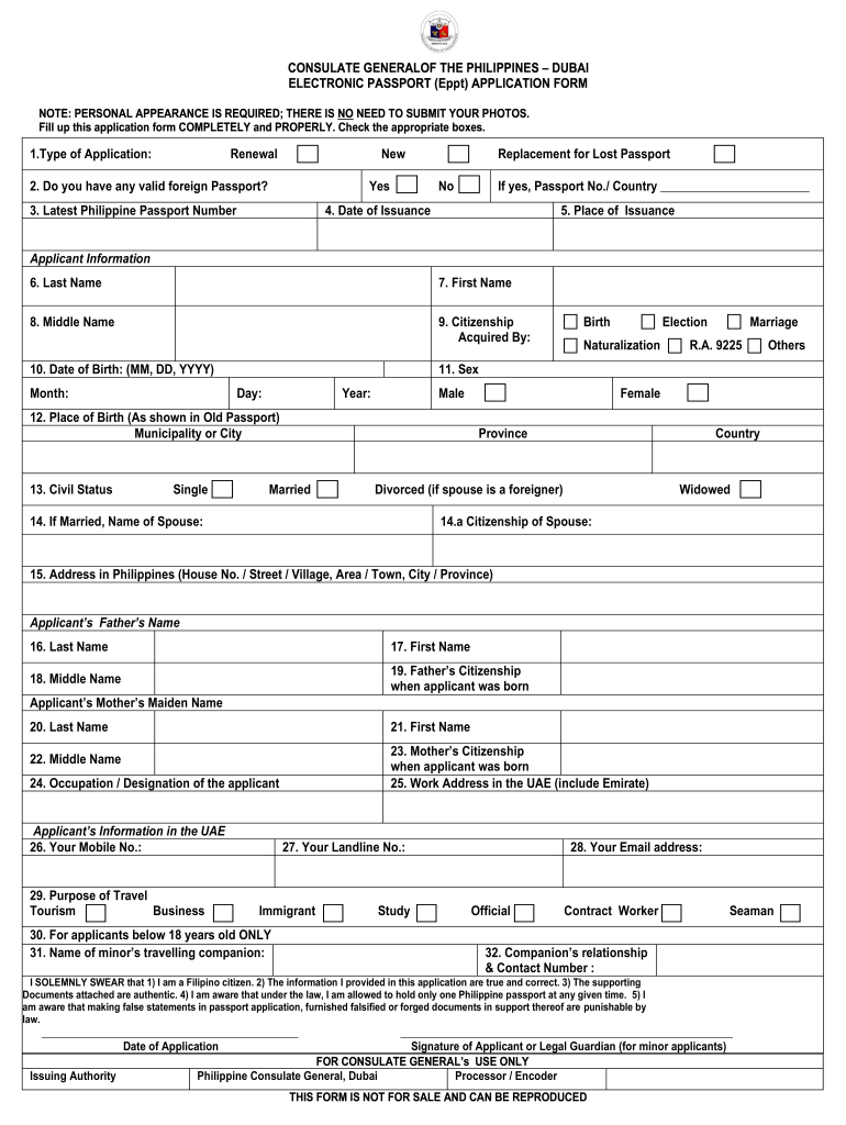 E Passport Application Form Dubai Fill Online Printable Fillable 