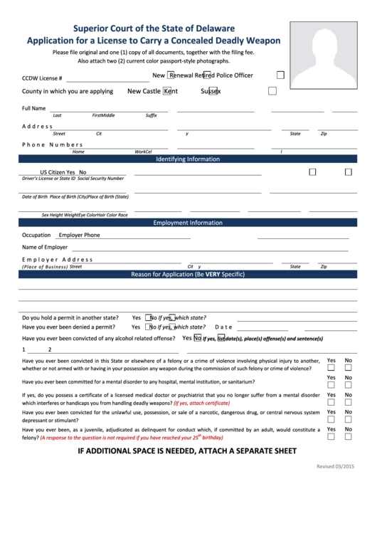 Fillable Application For A License To Carry A Concealed Deadly Weapon 