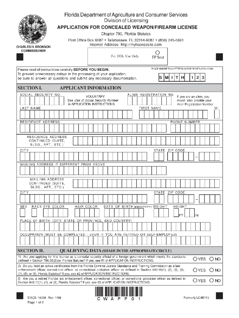 Florida Concealed Weapons Permit Renewal Form 2020 2022 Fill And Sign