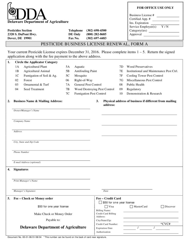 Form A Download Printable PDF Or Fill Online Pesticide Business License 