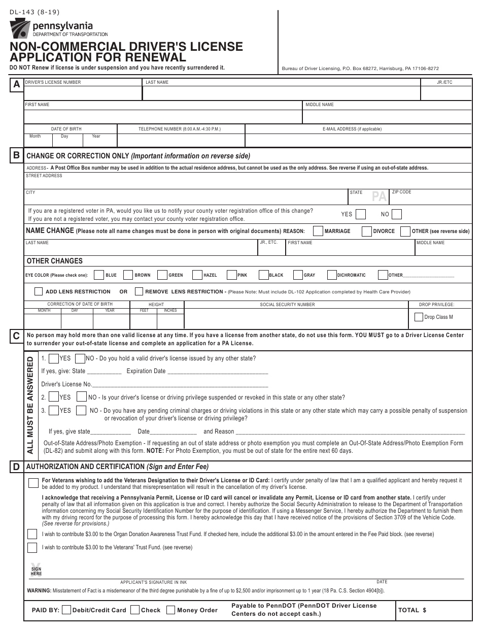 Form DL 143 Download Fillable PDF Or Fill Online Non commercial Driver 