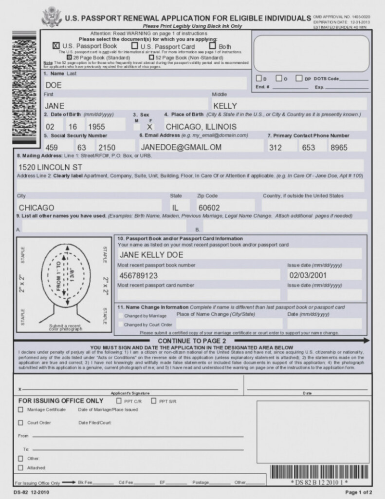 Form Ds 82 Renew Passport PrintableForm Printable Form 2022