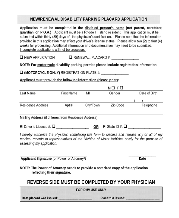 FREE 9 Sample Disability Parking Forms In PDF Word