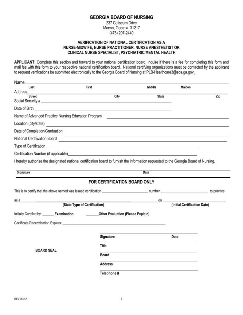 Georgia Board Of Nursing Application PDF Form FormsPal