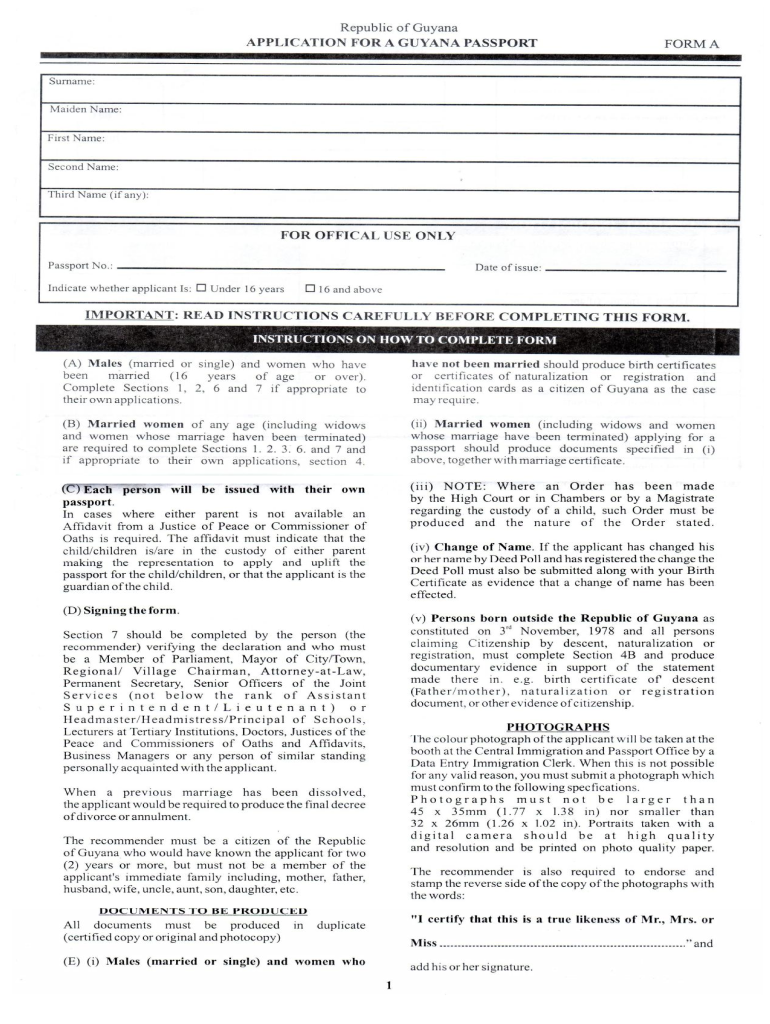 Guyana Passport Form Fill Out And Sign Printable PDF Template SignNow