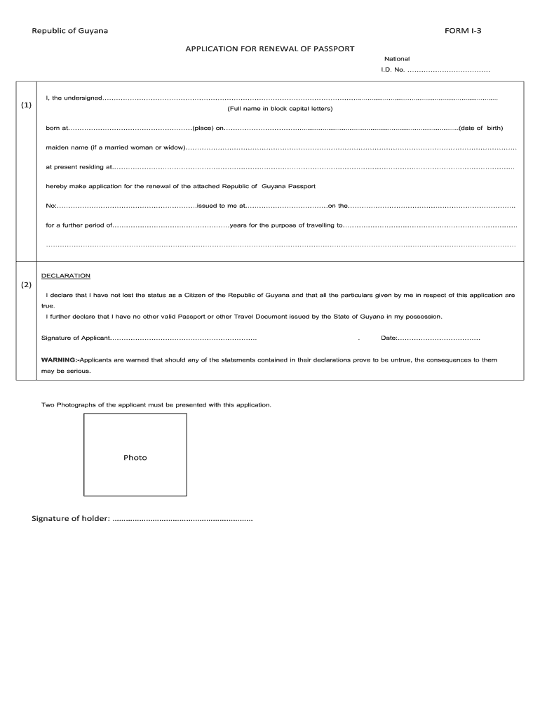 Guyana Passport Renewal Form Fill Online Printable Fillable Blank 