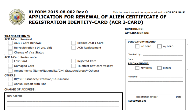 How To Get An ACR I Card In The Philippines Alien Certificate Of 