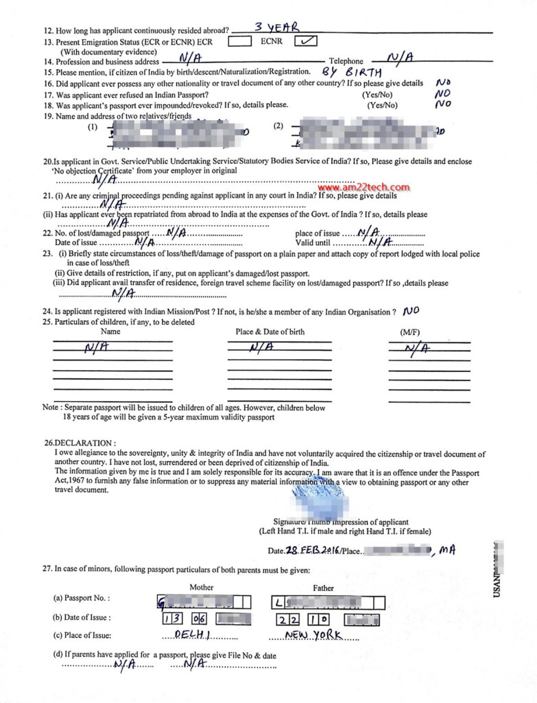 Indian Minor Passport Renewal For NRI Upto 18 Years Non Resident 