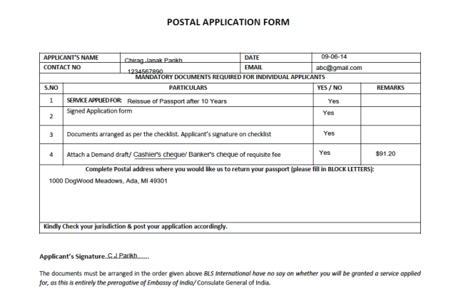 Indian Passport Renewal Application Form Dubai