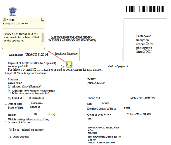 Indian Passport Renewal Application Form Dubai