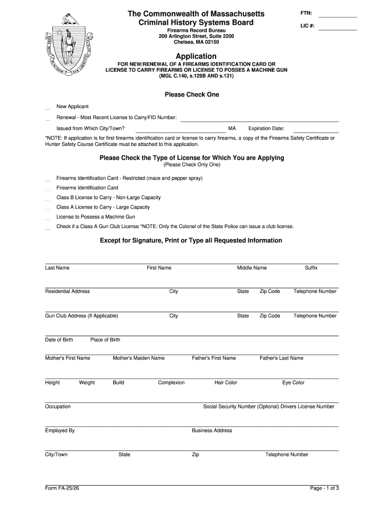 Massachusetts Ltc Renewal Fill Online Printable Fillable Blank