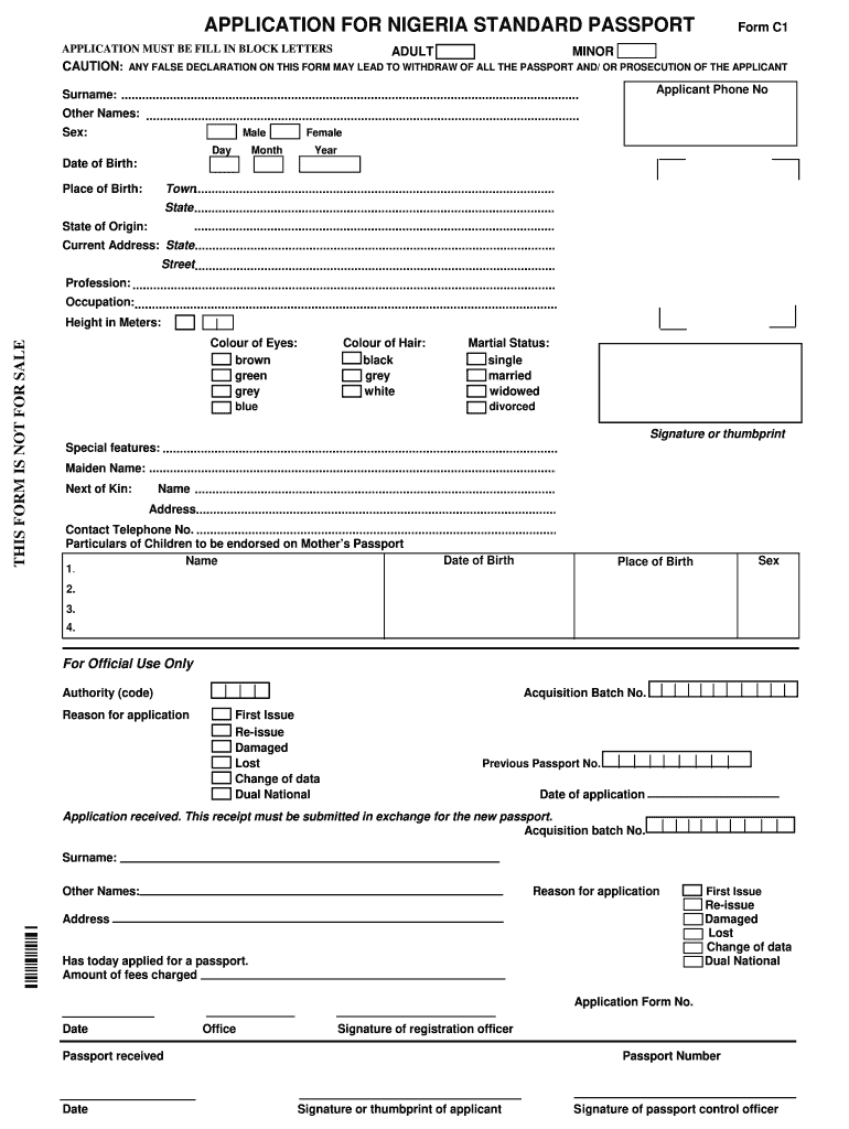 Nigerian Passport Application Form Pdf Fill Online Printable