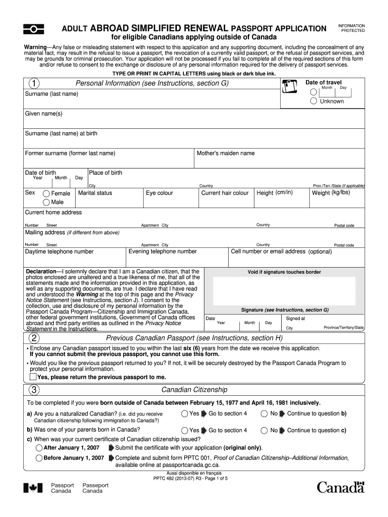 Passport Canada Application Form Renewal Canada Guidelines Cognitive 