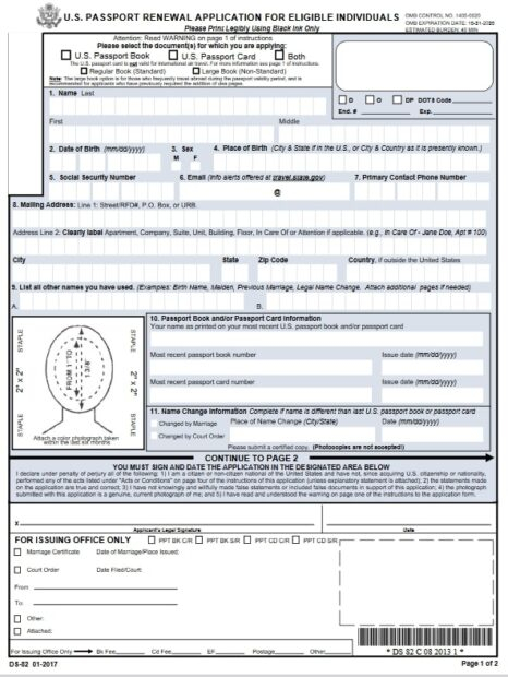 Passport Renewal Application Form DS 82 Passport Renewal Form DS 82 