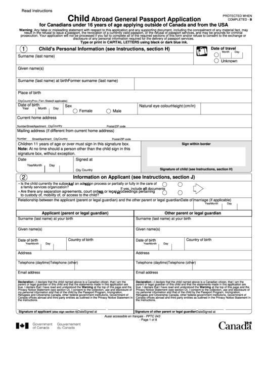 Passport Renewal Form Child Under 16 PrintableForm Printable 