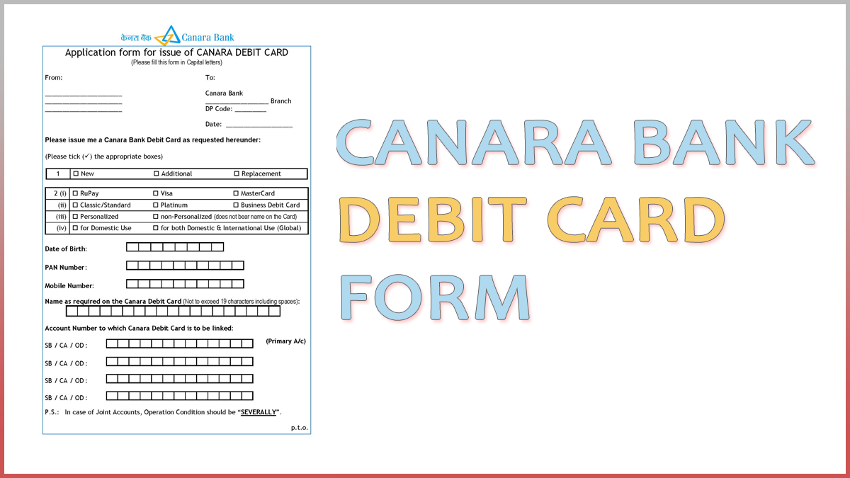  PDF Canara Bank Debit Card Form PDF ATM Card Application Form 2022 