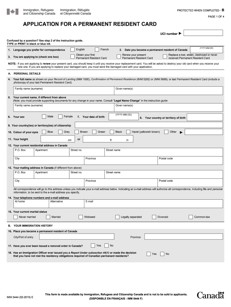 Renew Canada Pr Card Form Webcas