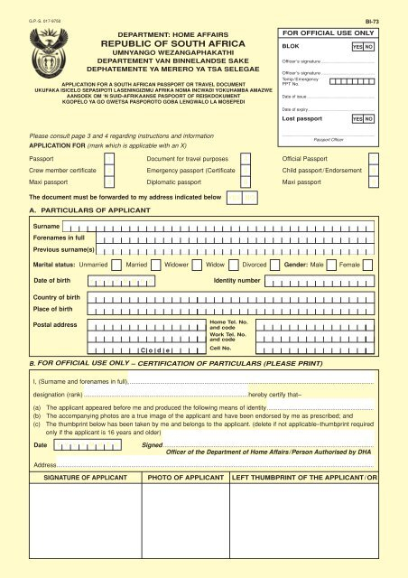 South African Passport Renewal Forms Uk Printable Form 2022