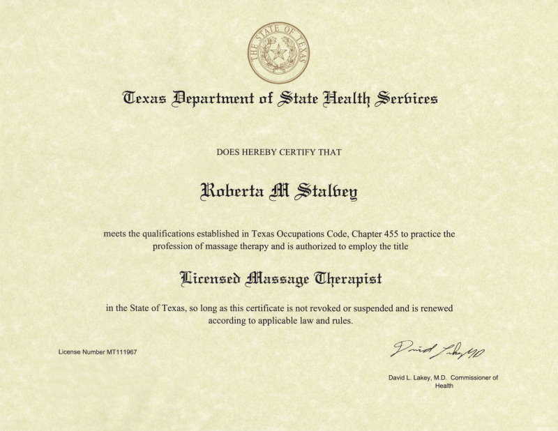 Texas Department Of State Health Services Massage License Renewal