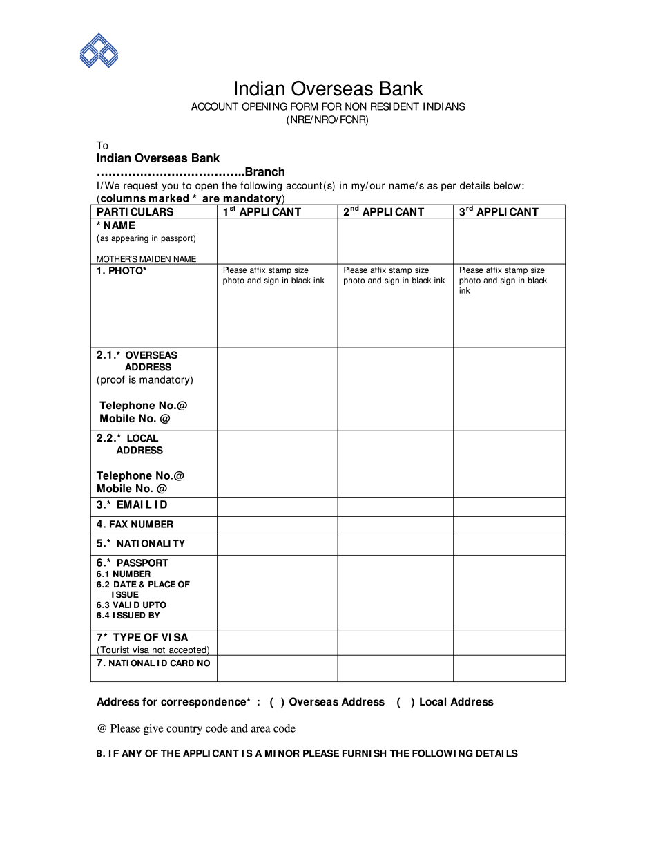 The Fastest Way To Create Fillable IOB Account Opening Form