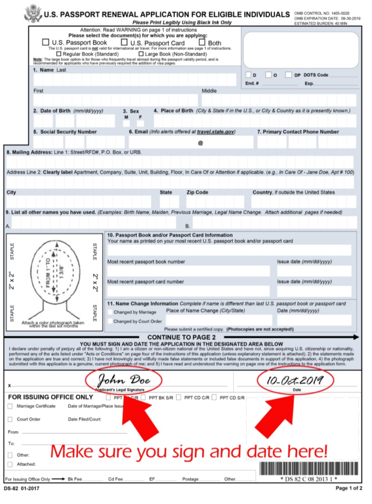 U S Passport Renewal Applications Form DS 82 U S Embassy 