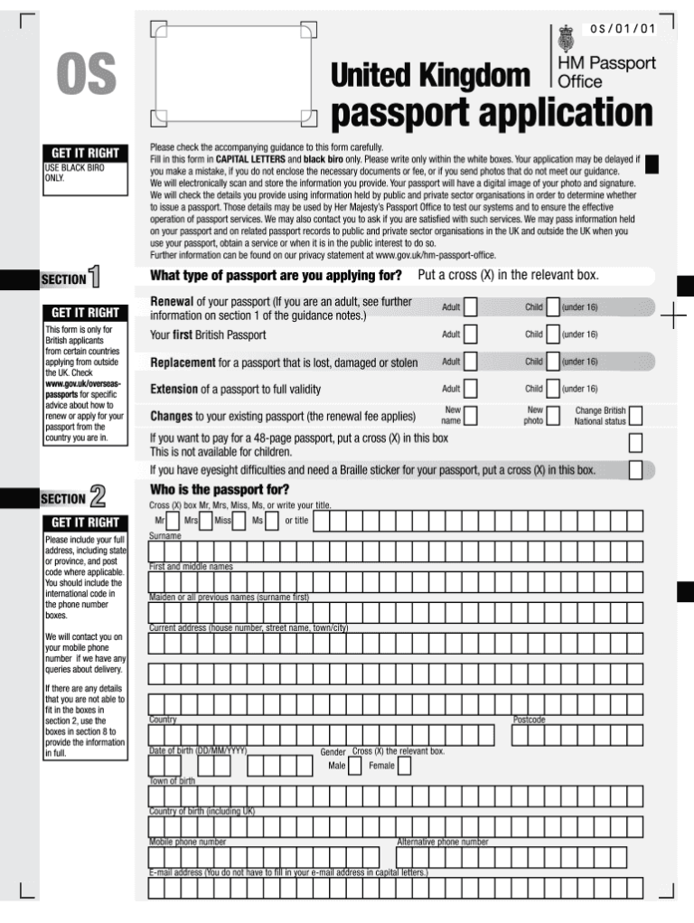 UK Passport Renewal Form Passport Application Form