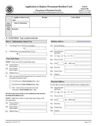 Uscis Green Card Renewal Form I 90 Webcas