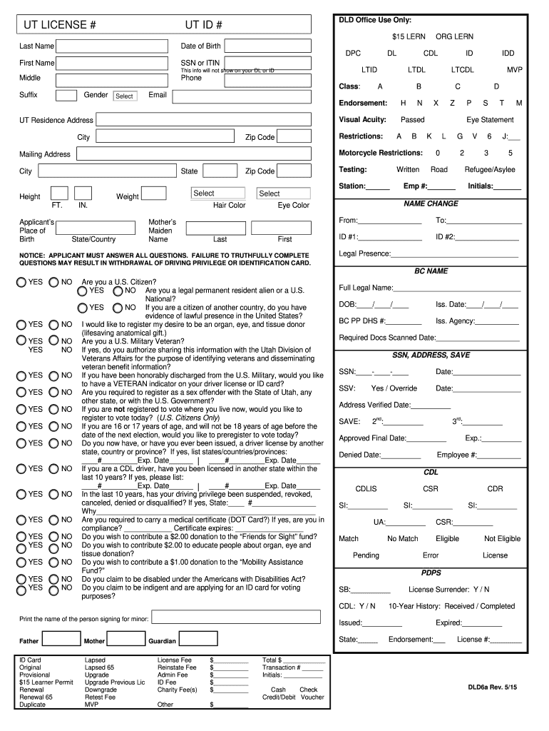 Utah Drivers License Renewal Fill Out And Sign Printable PDF Template 