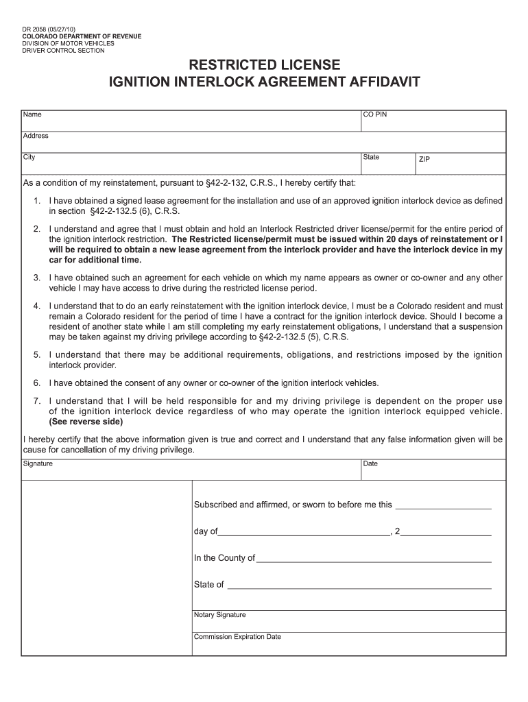 2010 2022 Form CO DR 2058 Fill Online Printable Fillable Blank 