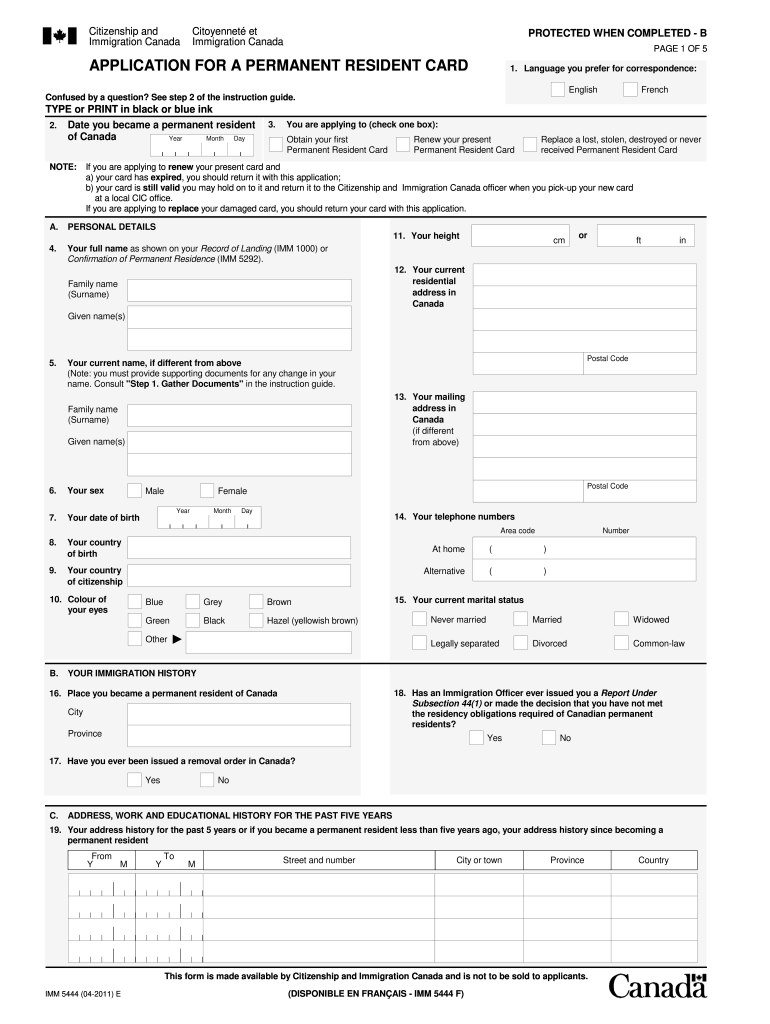 2011 Form Canada IMM 5444 E Fill Online Printable Fillable Blank 