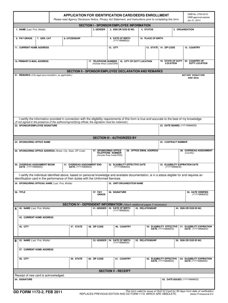 2011 Form DD 1172 2 Fill Online Printable Fillable Blank PdfFiller