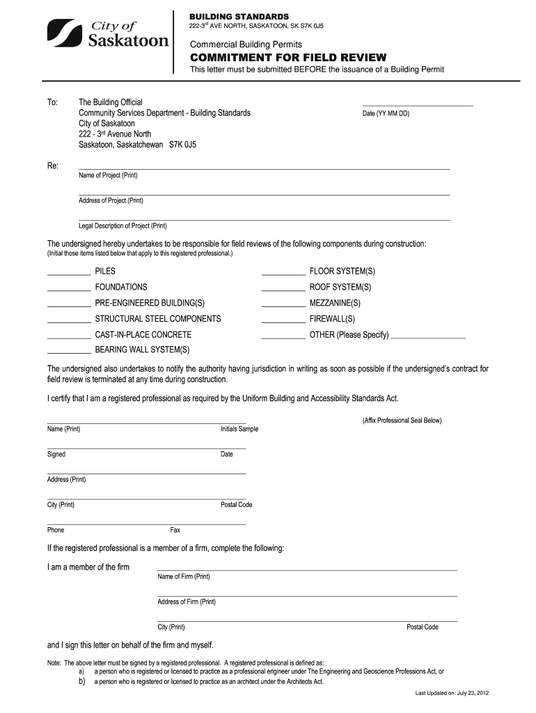 2012 Form Canada Commitment For Field Review Fill Online Printable