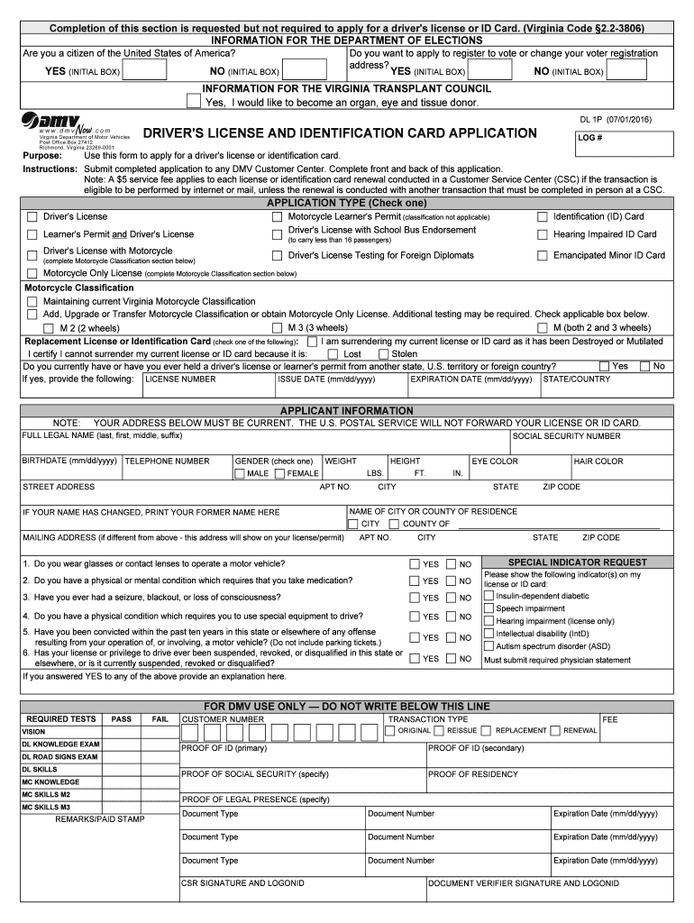 2016 2020 Form VA DL 1P Fill Online Printable Fillable Blank PdfFiller