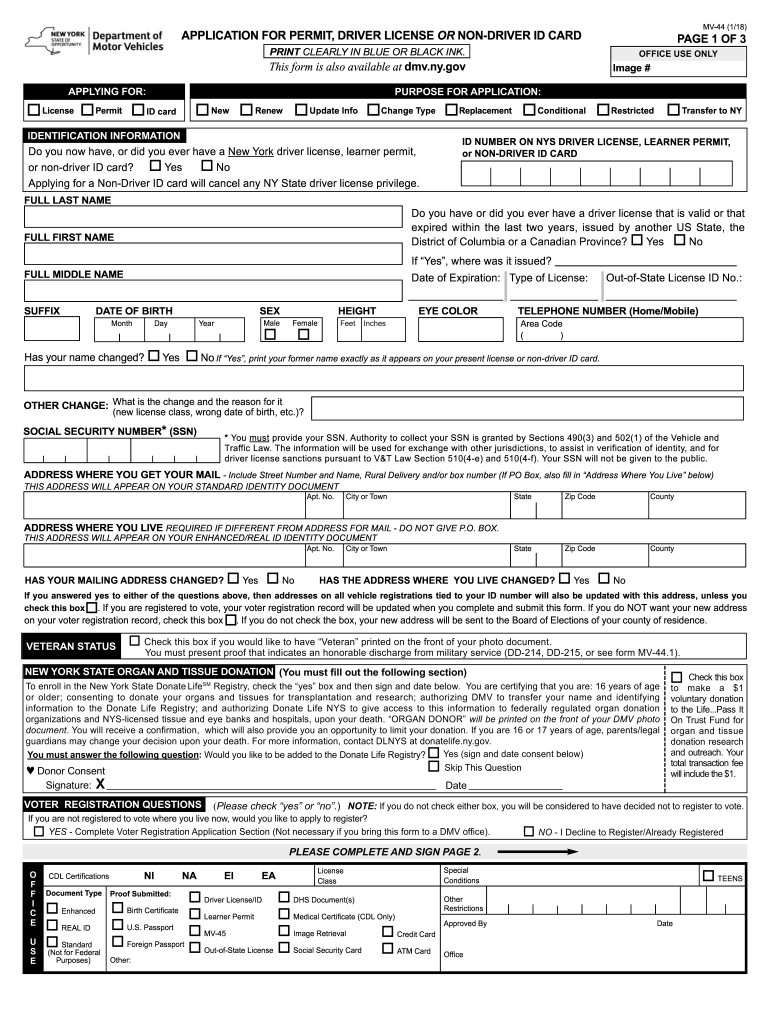 2018 2021 Form NY MV 44 Fill Online Printable Fillable Blank PdfFiller