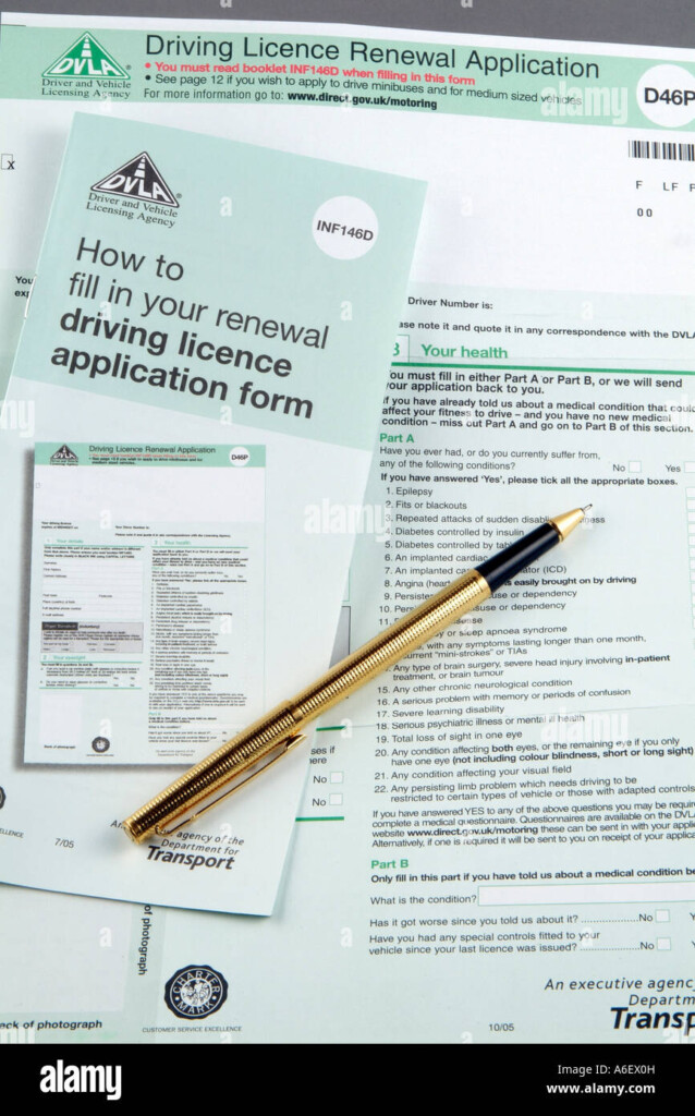 A DVLA British Driving Licence Renewal Application Form D46P Stock 