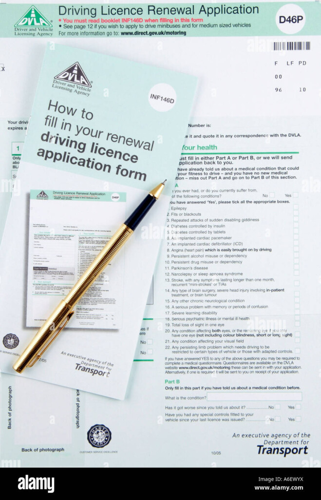 A DVLA British Driving Licence Renewal Application Form D46P Stock 