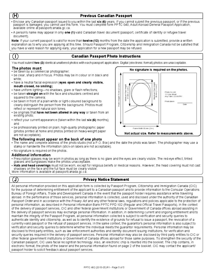 Adult Abroad Passport Renewal Application For Eligible Canadians Free 