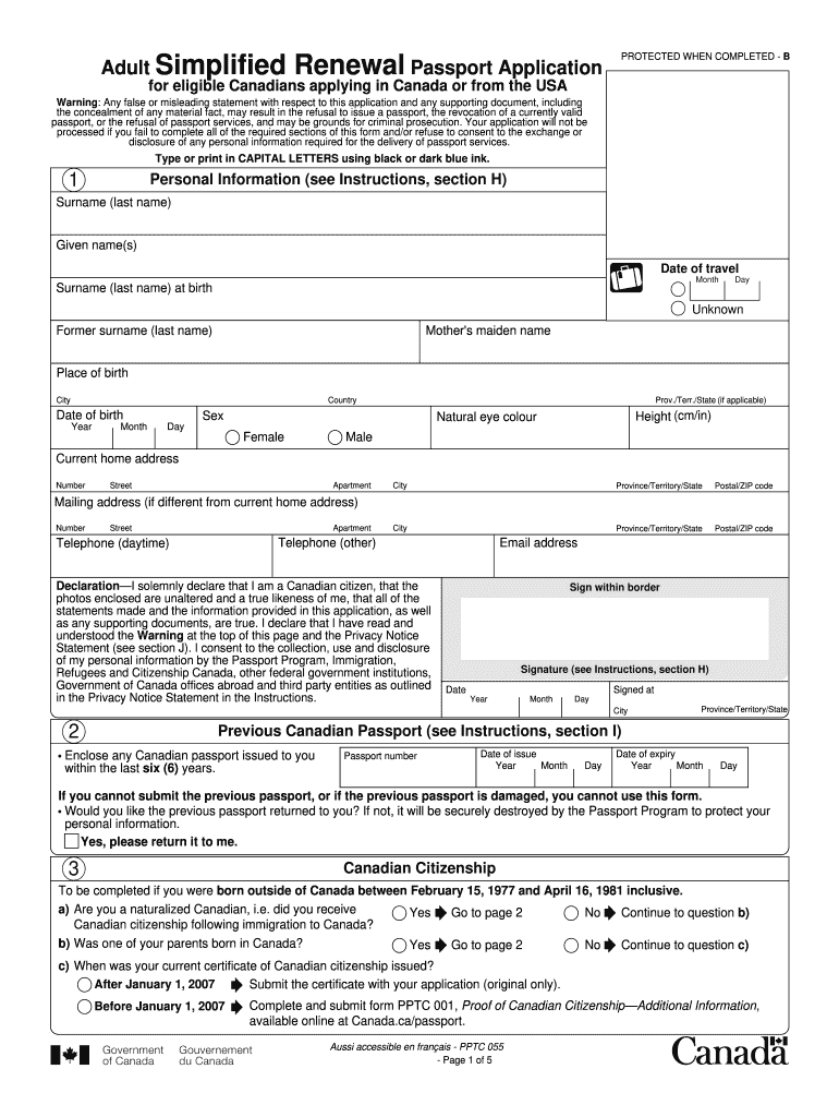 Canadian Passport Application Form Fill Out And Sign Printable PDF 