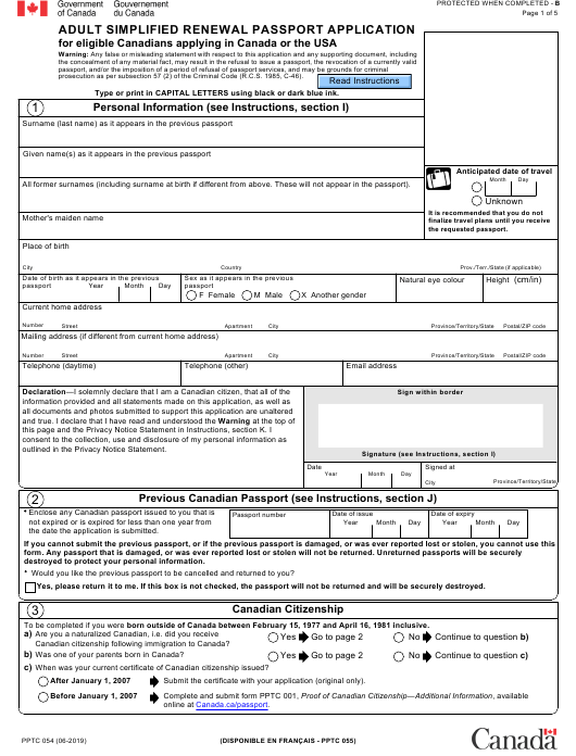 Canadian Passport Renewal Form For Us Residents Printable Form 2021