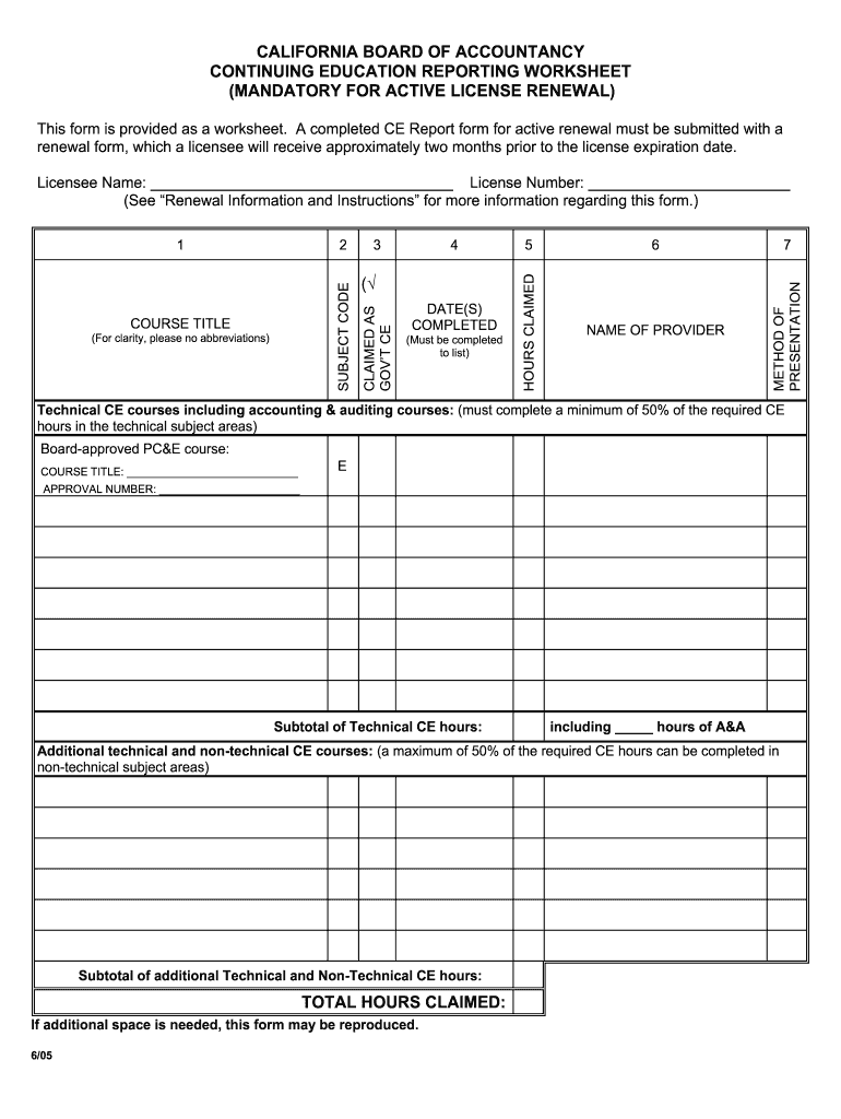 Continuing Education Reporting Worksheet Fill Out And Sign Printable 