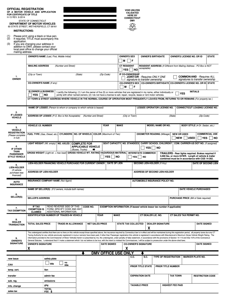 Ct Dmv Registration Form Printable Fill Out Sign Online DocHub